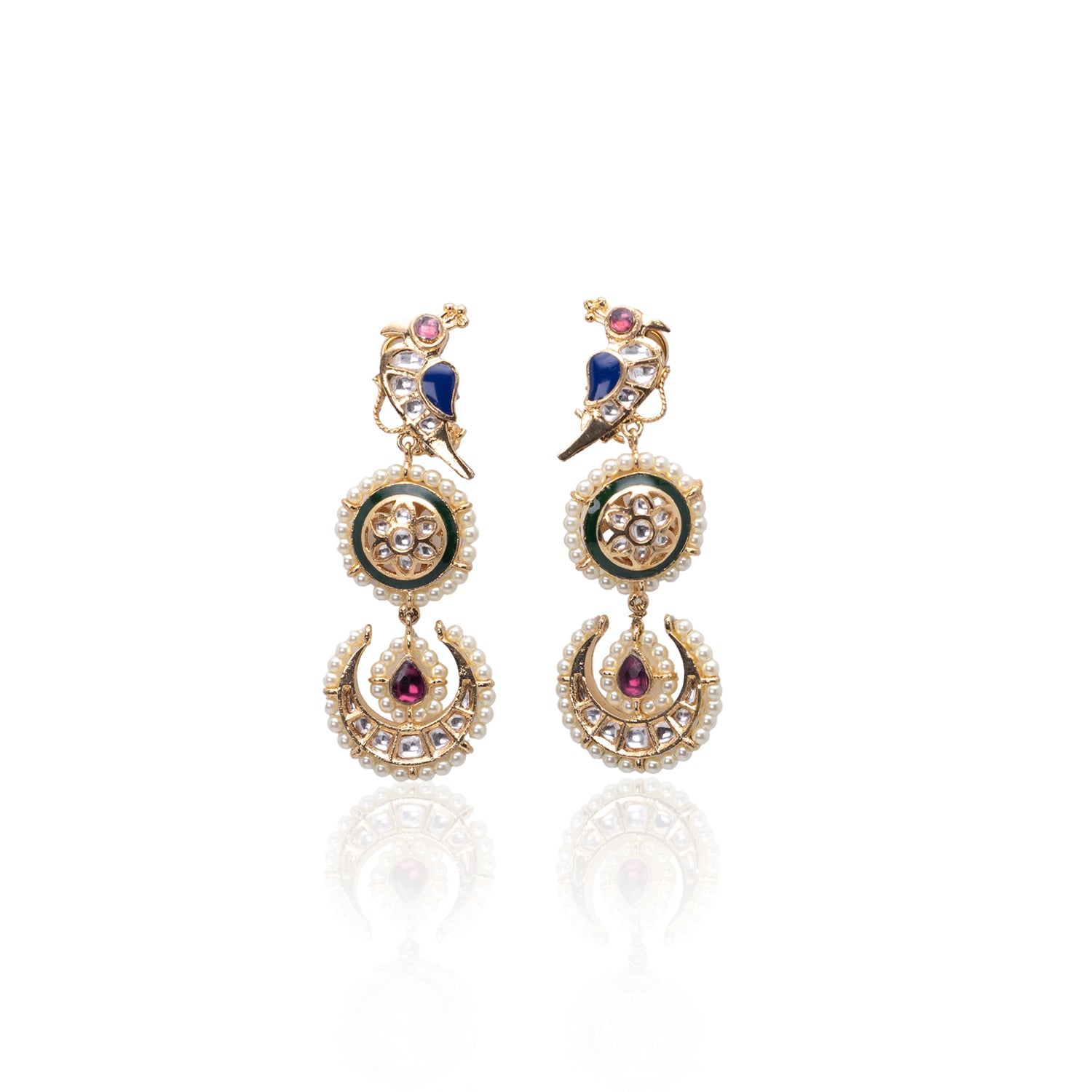 A pair of Aarya Earrings is shown on a light background