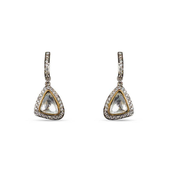 Modern Earrings With Diamantes And Kundan Drop